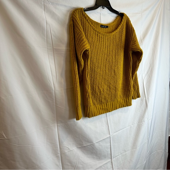 Boohoo (M) Chunky Cropped Sweater Lgr Neck Fall Golden Yellow Size Small - Picture 14 of 16